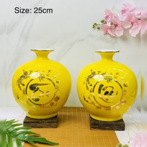 Lọ lộc bình gốm sứ Bát Tràng – Cặp Lộc và Phúc